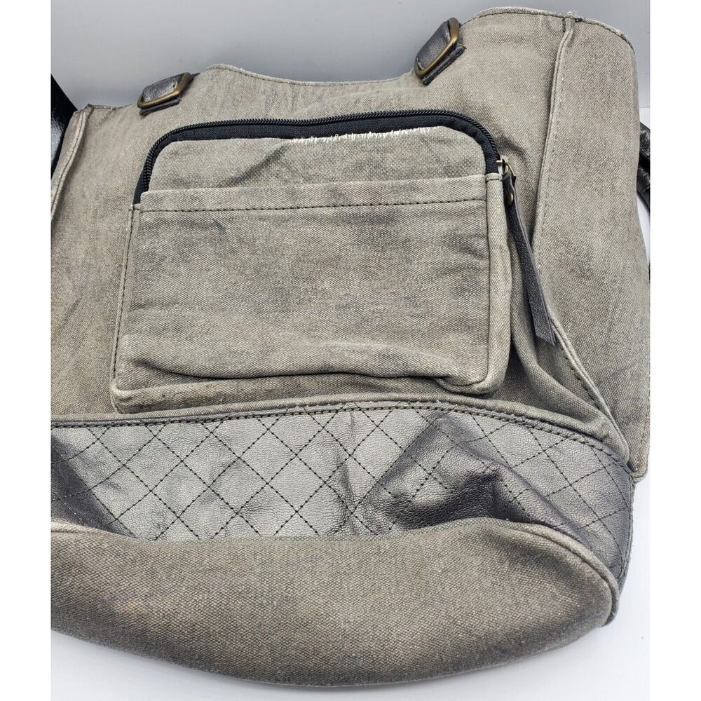 Mona B. Recycled Upcycled Canvas Two In One Convertible Bag Backpack - Used